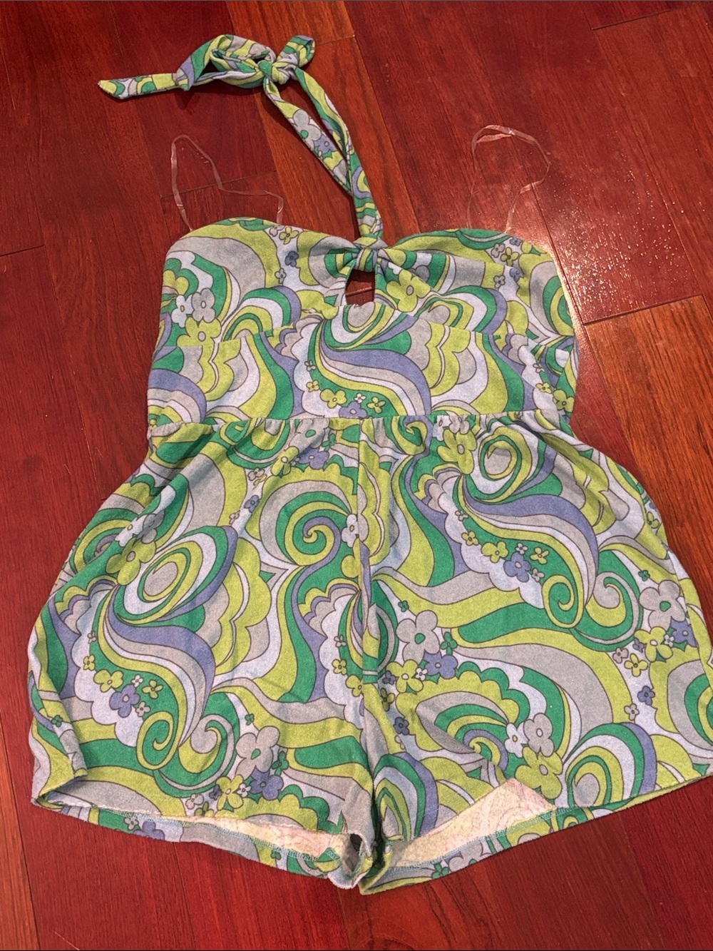 Women’s Green & Blue Swirl Halter Romper